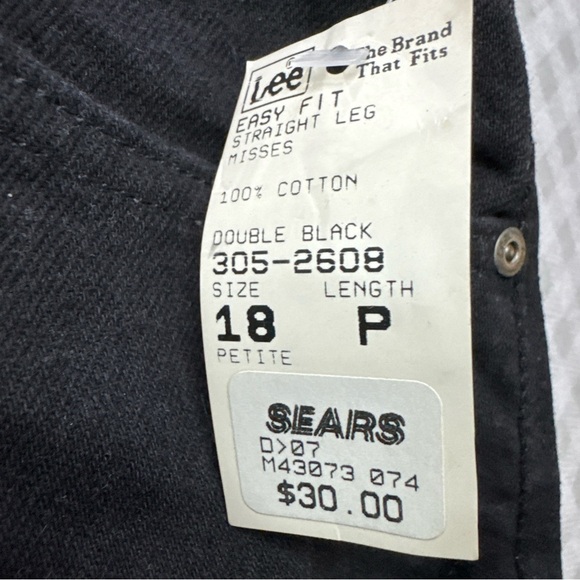 NWT Vintage Lee Easy Fit Black East Fit Straight Leg Jeans Women's Petites 18P - Picture 5 of 9